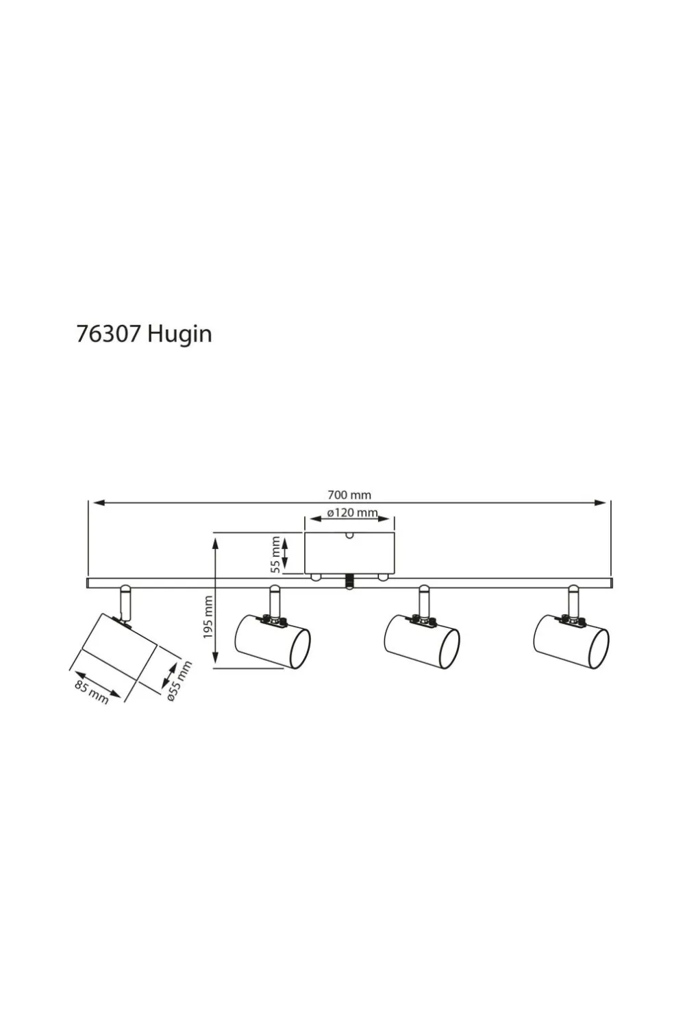 Aneta Lighting Loftlamper-Loftspot Hugin rør