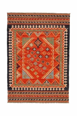Bargi Uldtæpper|Fladvævede Tæpper-Woolcarpet Kilim Multi 205x300 cm
