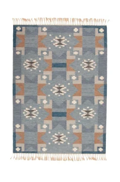 Bargi Uldtæpper-Woolcarpet Röllakan D R 307 Blue 202x303