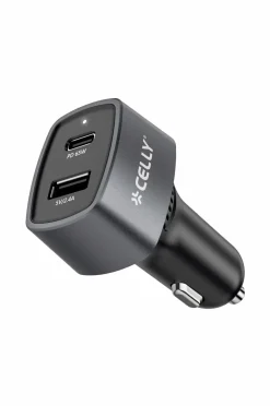 Celly Mobiltelefoner, Tablets & Tilbehør-Biloplader 1xusb-c PD 1xusb-a 65w