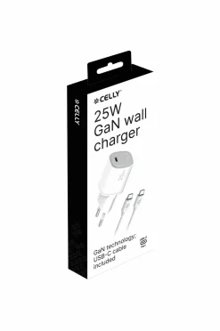 Celly Mobiltelefoner, Tablets & Tilbehør-Usb-oplader Gan 1 x Usb-c PD 25w + usb-c-kabel