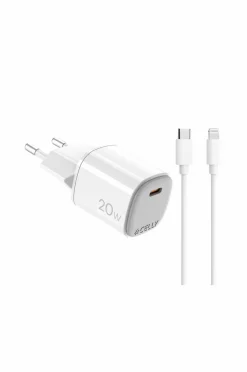 Celly Mobiltelefoner, Tablets & Tilbehør-Usb-oplader Gan 1 x Usb-c PD 20w + Lightning-kabel