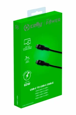 Celly Computertilbehør-USB-PD USB-C - USB-C Cable 60W 3 m