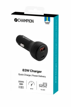Champion Nordic Mobiltelefoner, Tablets & Tilbehør-Biloplader 83W 2-port QC/PD