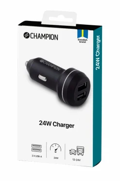 Champion Nordic Mobiltelefoner, Tablets & Tilbehør-Bilopladeren 24 W 2-port