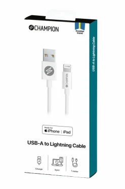 Champion Nordic Mobiltelefoner, Tablets & Tilbehør-Charger&Sync kab. Lightning 1 m