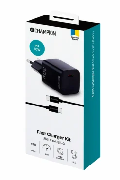 Champion Nordic Mobiltelefoner, Tablets & Tilbehør-Oplader 30 W + USB-C-kabel