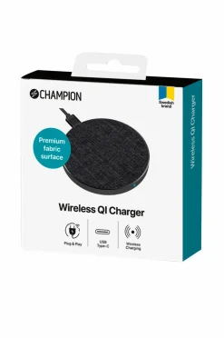 Champion Nordic Mobiltelefoner, Tablets & Tilbehør-Trådløs oplader metal/stof