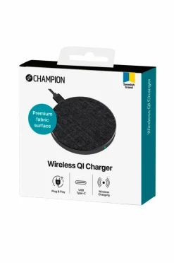 Champion Nordic Mobiltelefoner, Tablets & Tilbehør-Trådløs oplader metal/stof