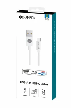 Champion Nordic Mobiltelefoner, Tablets & Tilbehør-USB-A til USB-C-kabel 3 m