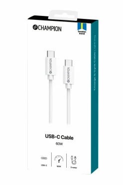 Champion Nordic Mobiltelefoner, Tablets & Tilbehør-USB-C-kabel 60W 3 m