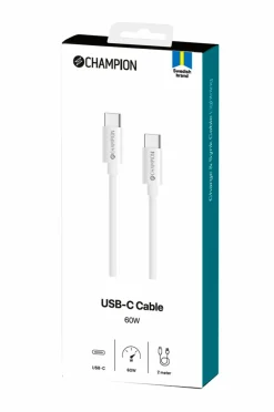 Champion Nordic Mobiltelefoner, Tablets & Tilbehør-USB-C-kabel 60W 2 m