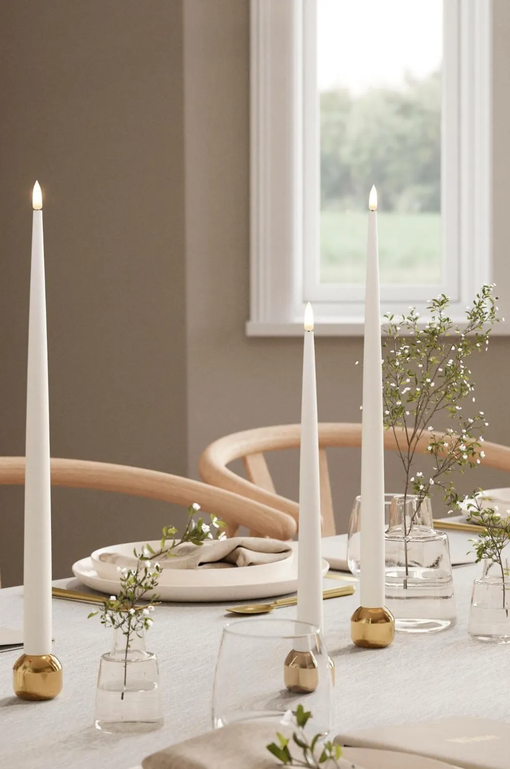 DeluxeHomeart Lys & Duft-LED Keglelys skinnende 2,2x28 cm 2 stk.