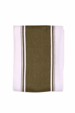 Dexam Køkkentekstiler-Stribet viskestykke Love Colour - oliven