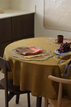 Ellos Borddækning & Servering|Bordtekstiler-Home Dug Elly i genanvendt halvlinned Ø 150 cm