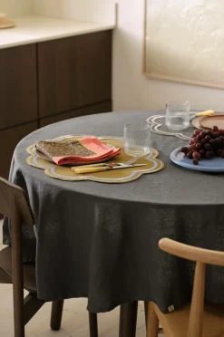 Ellos Borddækning & Servering|Bordtekstiler-Home Dug Elly i genanvendt halvlinned Ø 150 cm