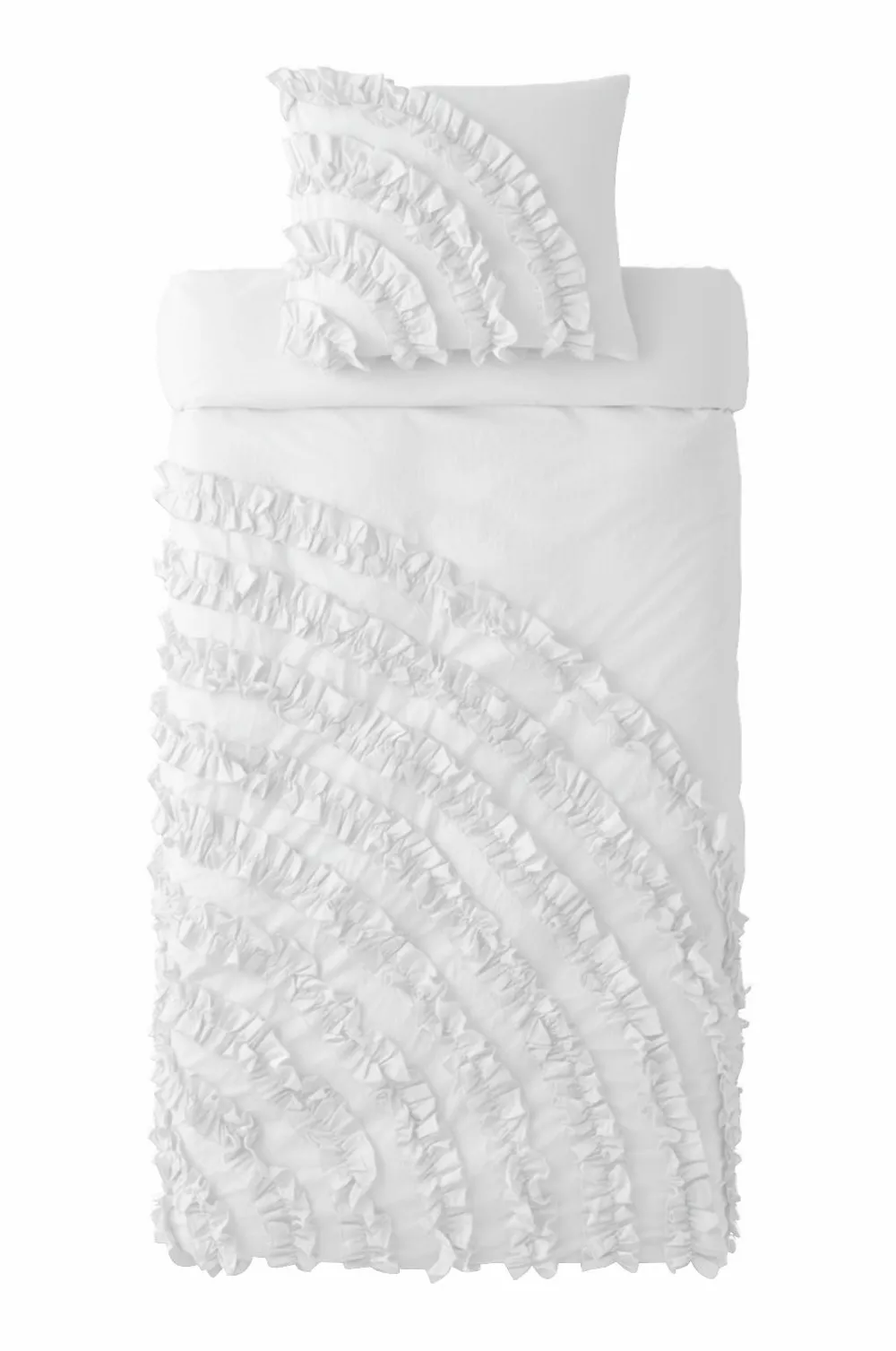 Ellos Dynebetræk-Home Dynebetræk Juliette Curve Frill i vasket bomuld 2 dele