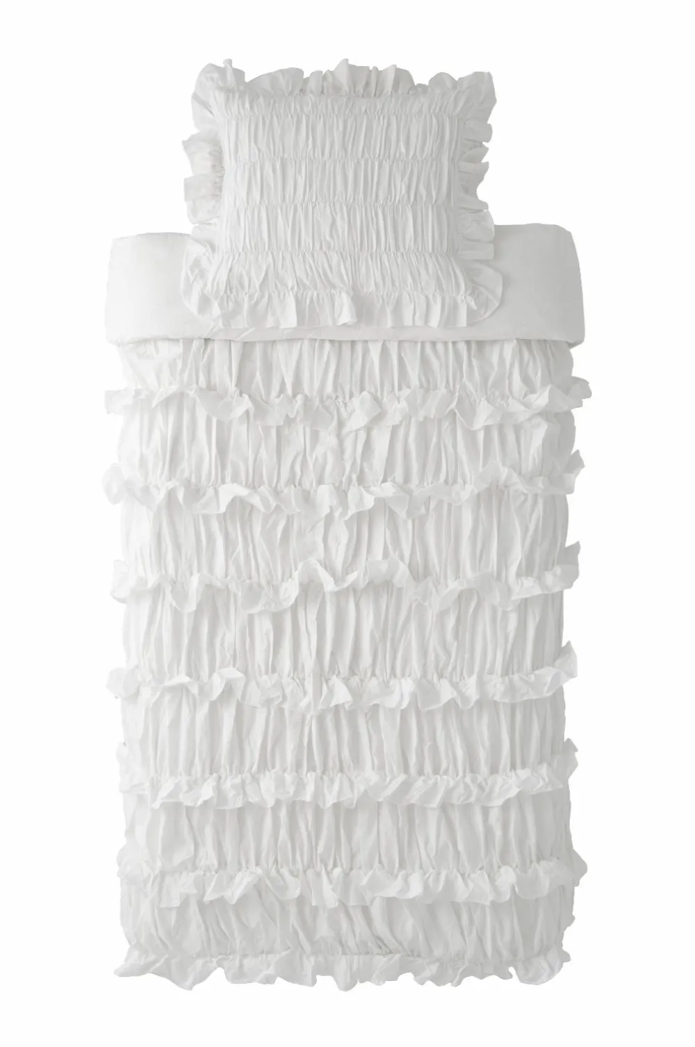 Ellos Dynebetræk|Sengesæt-Home Dynebetræk Juliette Elastic Frill i vasket bomuld 2 dele