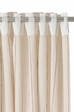 Ellos Gardinlængder Med Rynkebånd-Home Multibåndsgardin Elly Thin Stripe i genanvendt halvlinned 2-pak