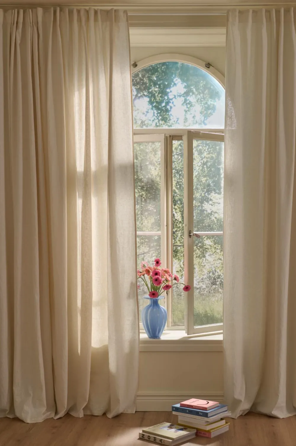 Ellos Gardinlængder Med Rynkebånd-Home Multibåndsgardin Elly Wide i genanvendt halvlinned ekstra bred 1-pak