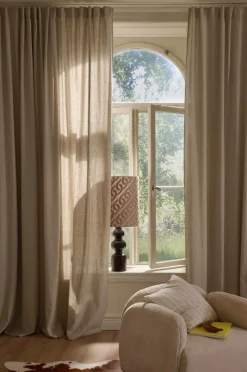 Ellos Gardinlængder Med Rynkebånd-Home Multibåndsgardin Elly Wide i genanvendt halvlinned ekstra bred 1-pak