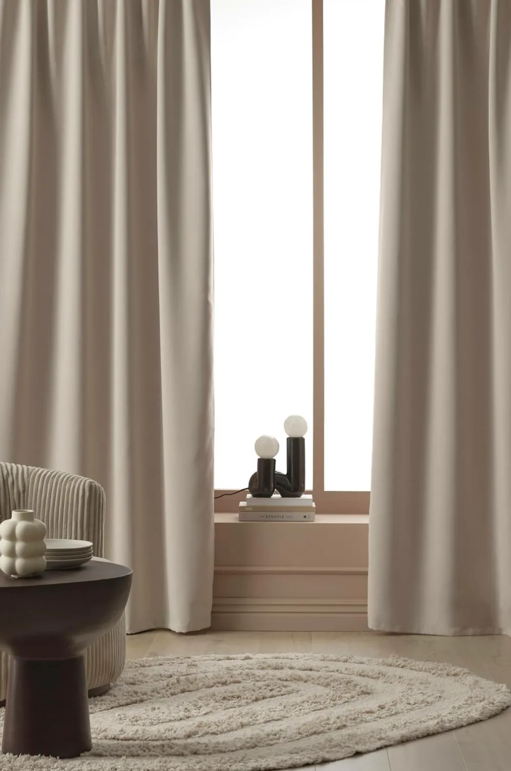 Ellos Persienner|Gardinlængder Med Rynkebånd-Home Multibåndslængde Sandy, mørklæggende, 1 stk.