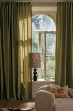 Ellos Gardinlængder Med Rynkebånd-Home Multibåndsgardin Elly Wide i genanvendt halvlinned ekstra bred 1-pak