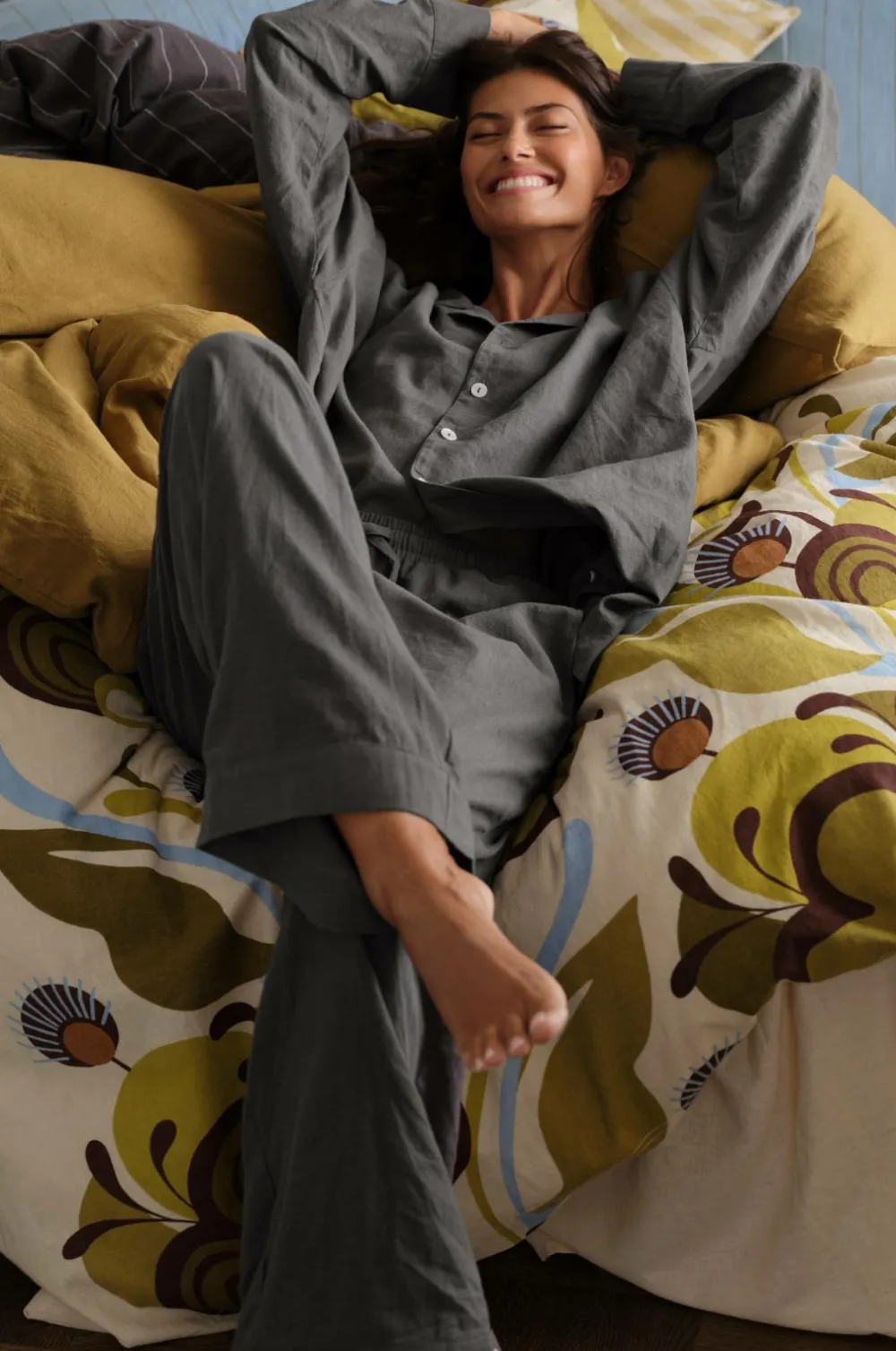 Ellos Homewear-Home Natbukser Pyjama Pant Elly i genanvendt halvlinned