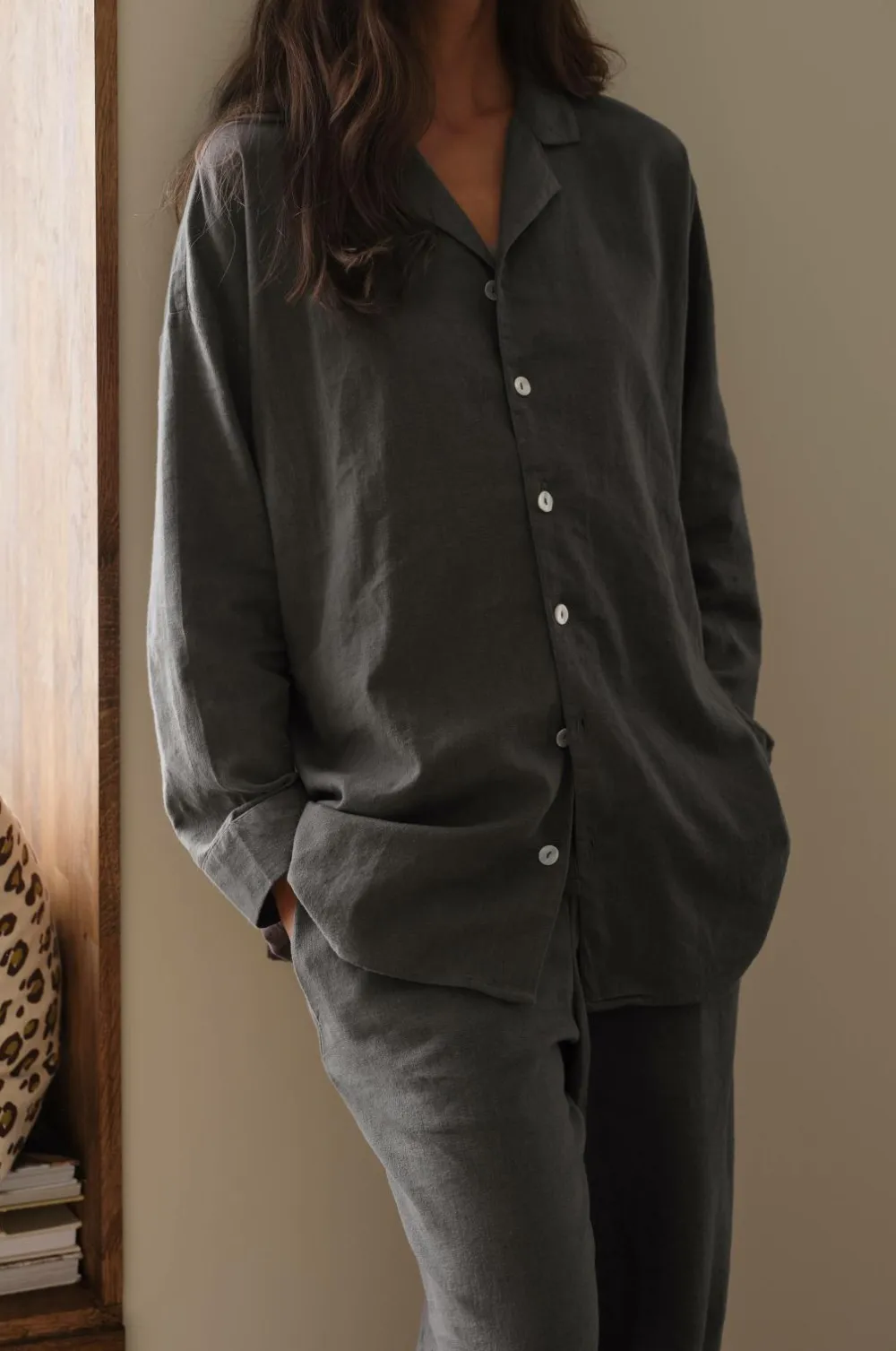 Ellos Homewear-Home Natbukser Pyjama Pant Elly i genanvendt halvlinned