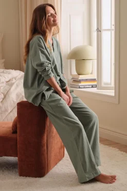 Ellos Homewear-Home Natbukser Pyjama Pant Elly i genanvendt halvlinned