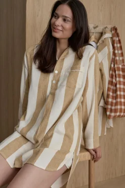 Ellos Homewear-Home Natskjorte Valerie Block Stripe i bomuldsflonel