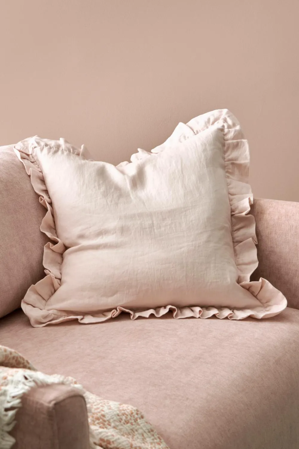 Ellos Pyntepuder & Betræk-Home Pudebetræk Candice Frill i vasket hør