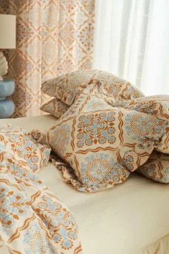 Ellos Pudebetræk-Home Pudebetræk Elly Tile Frill i genanvendt halvlinned