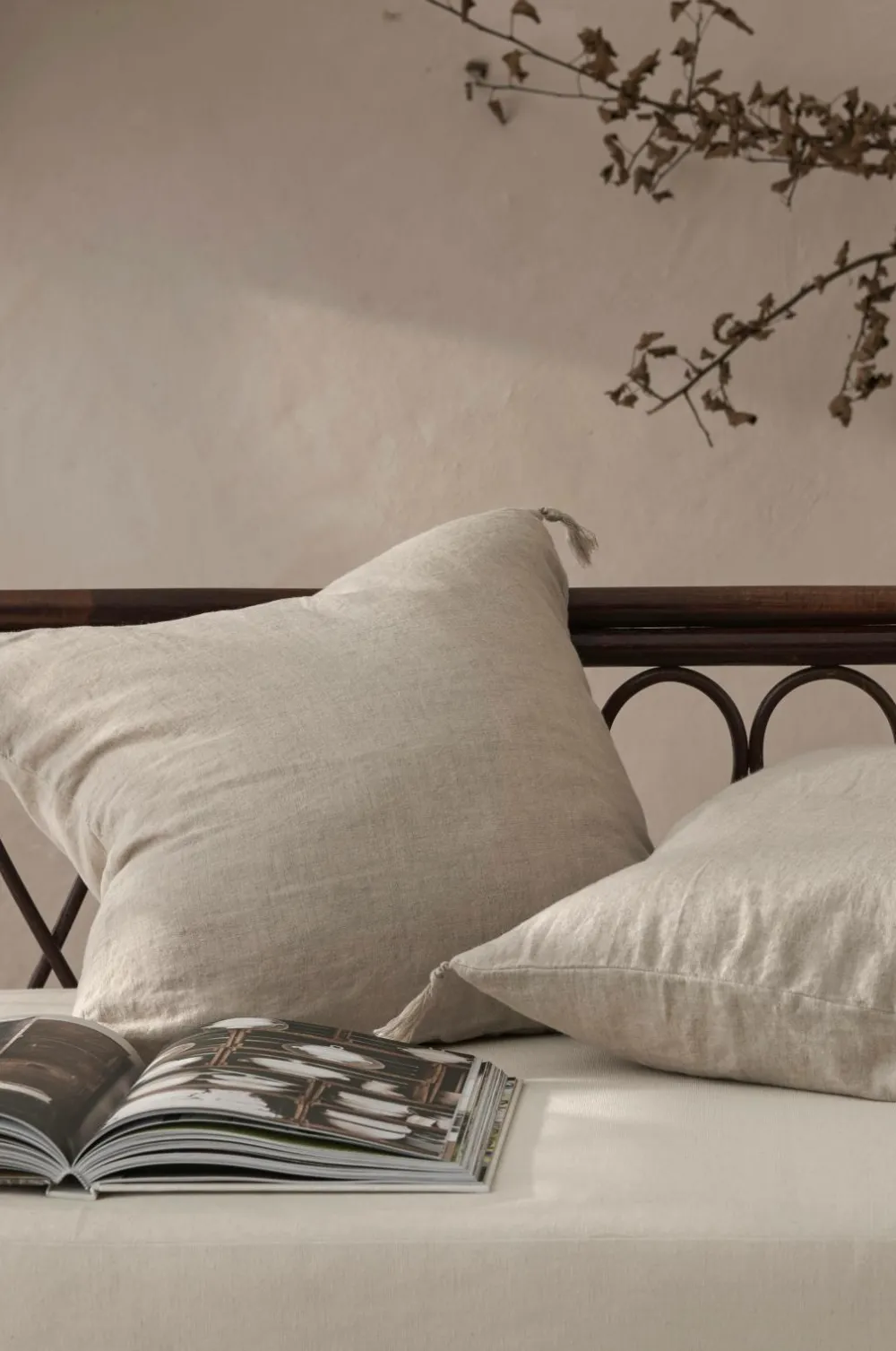 Ellos Pyntepuder & Betræk-Home Pudebetræk Candice Tassel af vasket hør, 50x50 cm