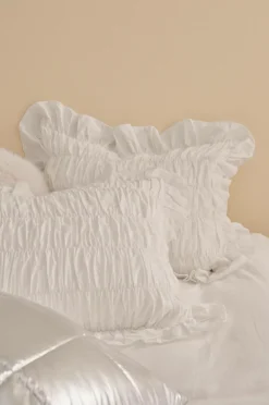 Ellos Pudebetræk-Home Pudebetræk Juliette Elastic Frill i vasket bomuld