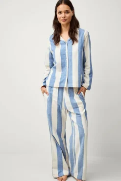 Ellos Homewear-Home Pyjamasskjorte Valerie Block Stripe Long Sleeve