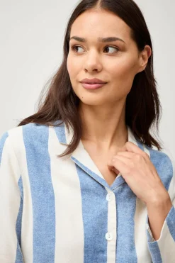 Ellos Homewear-Home Pyjamasskjorte Valerie Block Stripe Long Sleeve