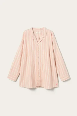Ellos Homewear-Home Pyjamasskjorte Elly Stripe i genanvendt halvlinned