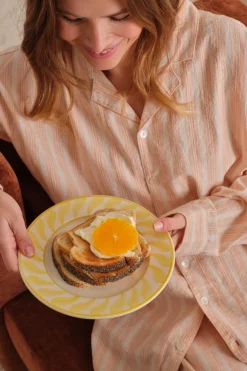 Ellos Homewear-Home Pyjamasskjorte Elly Stripe i genanvendt halvlinned