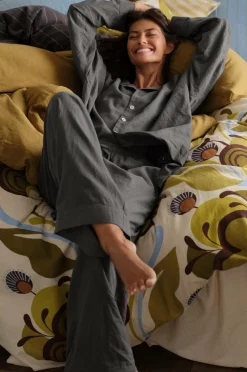 Ellos Homewear-Home Pyjamasskjorte Long Sleeve Shirt Elly i genanvendt halvlinned