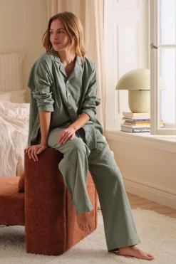 Ellos Homewear-Home Pyjamasskjorte Long Sleeve Shirt Elly i genanvendt halvlinned