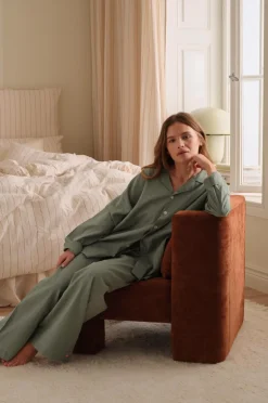 Ellos Homewear-Home Pyjamasskjorte Long Sleeve Shirt Elly i genanvendt halvlinned