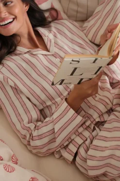 Ellos Homewear-Home Pyjamasskjorte Valerie Thin Stripe Long Sleeve