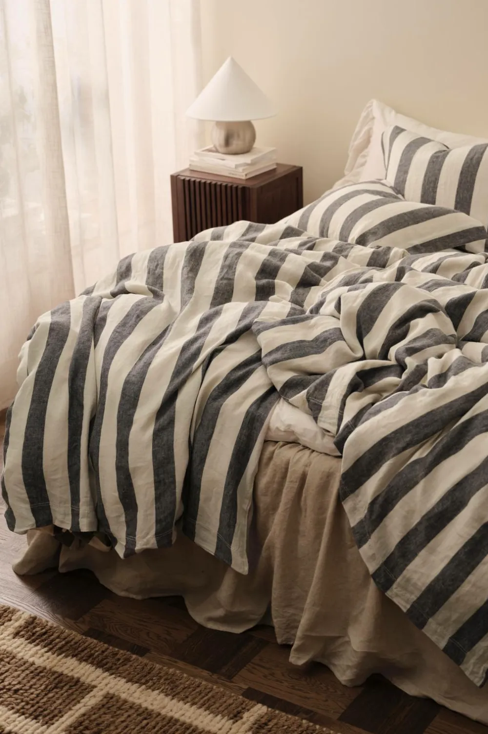 Ellos Dynebetræk|Sengesæt-Home Sengesæt Candice Block Stripe i vasket hør, 2 dele