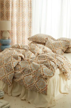 Ellos Dynebetræk|Sengesæt-Home Sengesæt Elly Tile i genanvendt halvlinned 2 eller 3 stykker