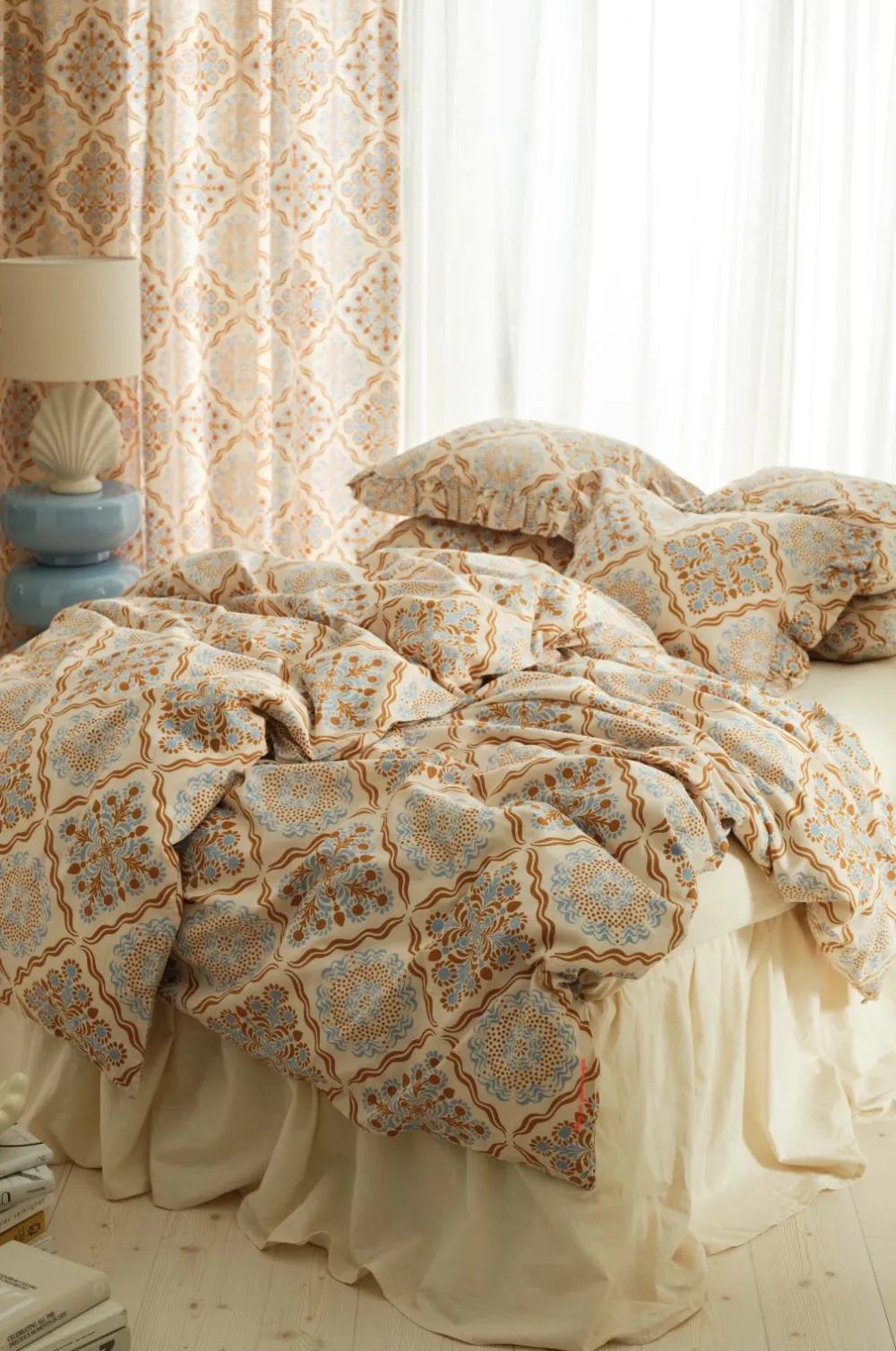 Ellos Dynebetræk|Sengesæt-Home Sengesæt Elly Tile i genanvendt halvlinned 2 eller 3 stykker