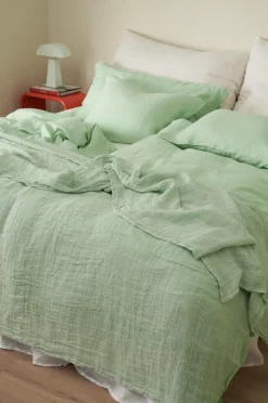 Ellos Sengetæpper-Home Sengetæppe Candice Grating i vasket linned