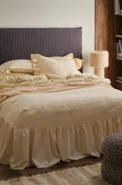 Ellos Sengetæpper-Home Sengetæppe Elly Frill i genanvendt halvlinned