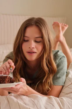 Ellos Homewear-Home Skjorte Elly Camp Collar i genanvendt halvlinned