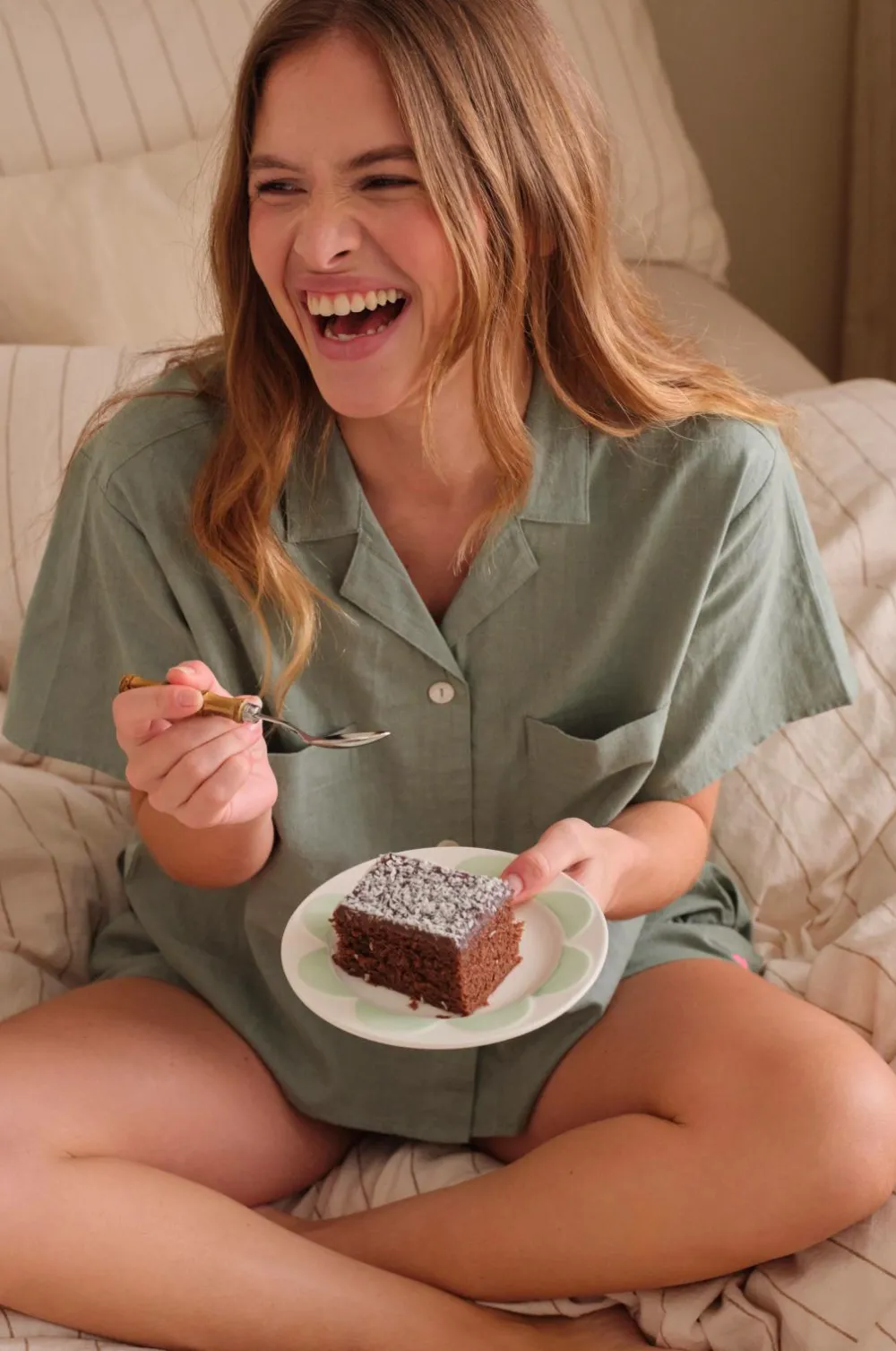 Ellos Homewear-Home Skjorte Elly Camp Collar i genanvendt halvlinned